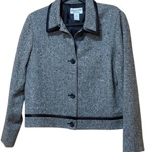 Pendleton Gray Wool Blazer with Black Trim | Size 10 | Made‎ in USA